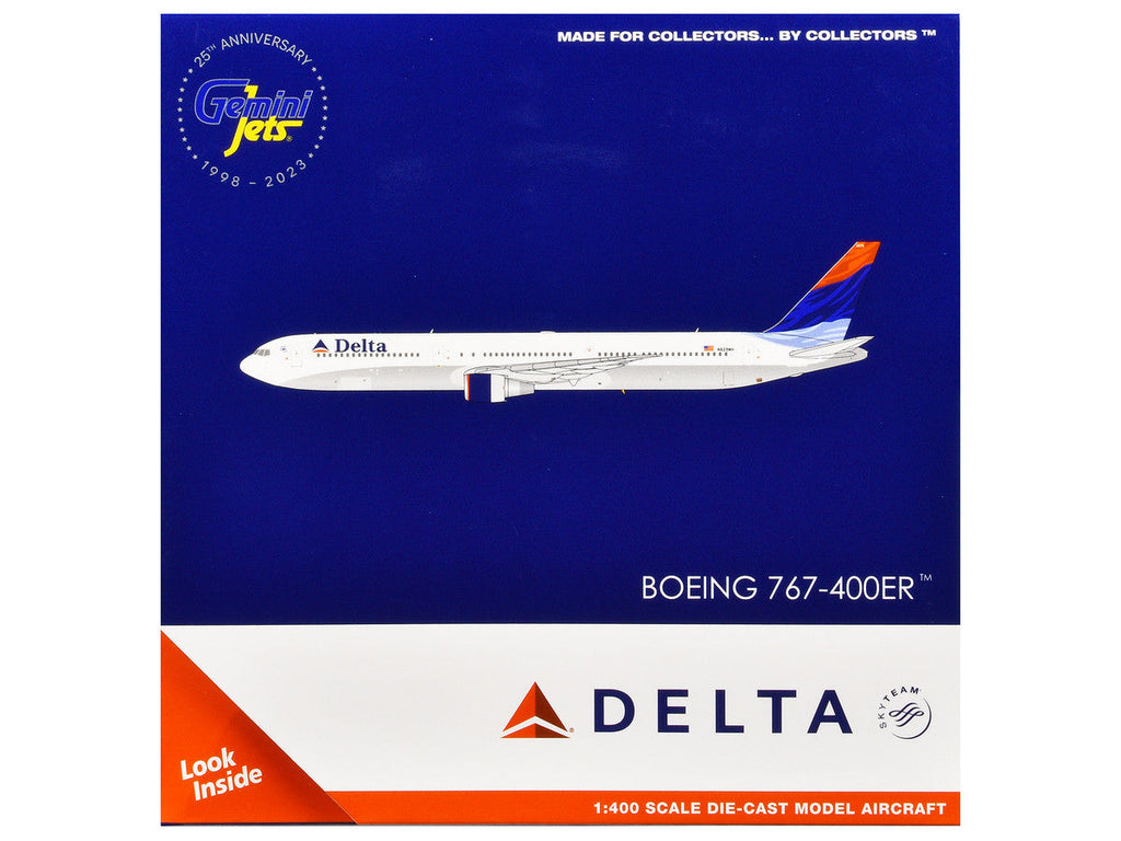 Boeing 767-400ER Commercial Aircraft "Delta Air Lines" (N829MH) White with Red and Blue Tail 1/400 Diecast Model Airplane by GeminiJets by LuxuryLifeWay Online Store