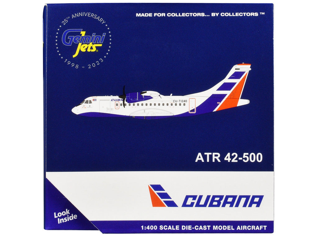 ATR 42-500 Commercial Aircraft "Cubana Airlines" (CU-T1240) White with Red and Blue Stripes 1/400 Diecast Model Airplane by GeminiJets by LuxuryLifeWay Online Store
