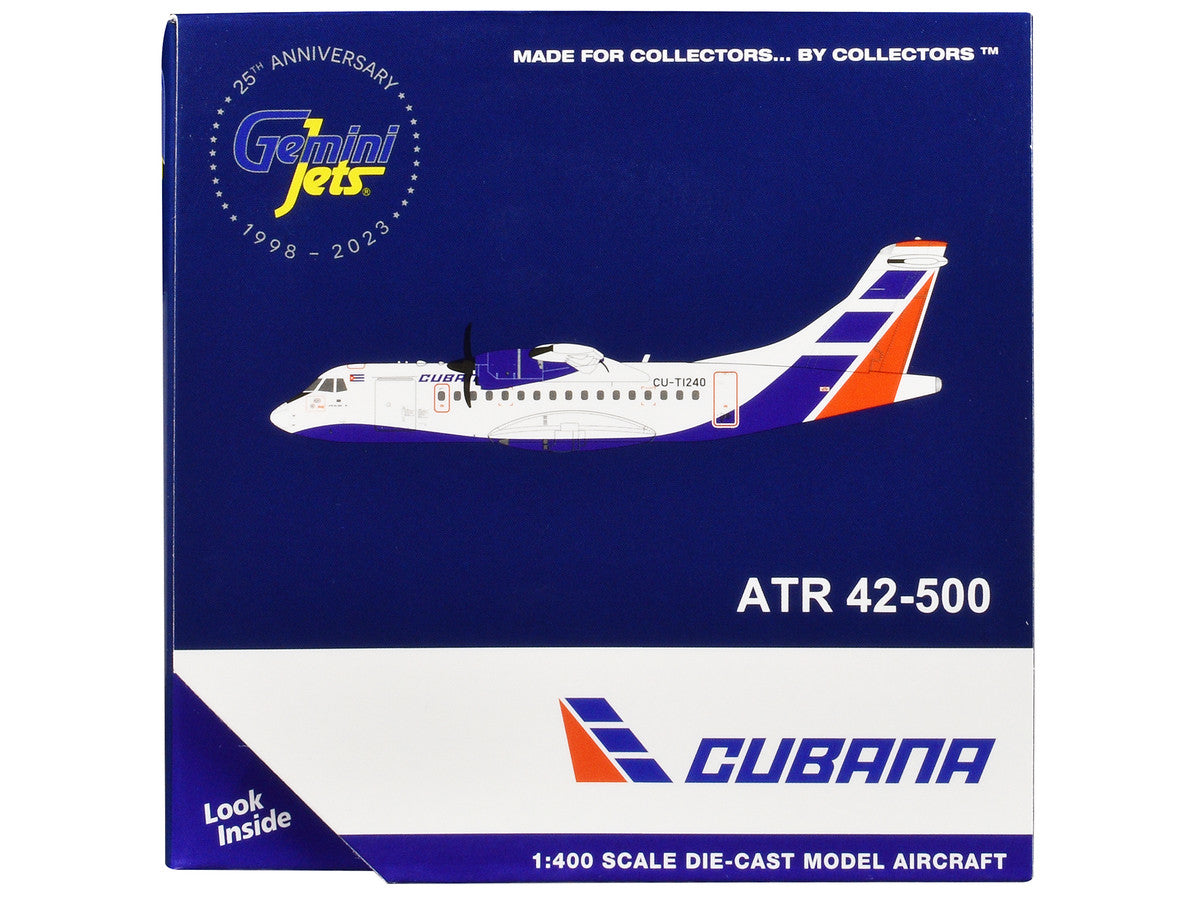 ATR 42-500 Commercial Aircraft "Cubana Airlines" (CU-T1240) White with Red and Blue Stripes 1/400 Diecast Model Airplane by GeminiJets by LuxuryLifeWay Online Store
