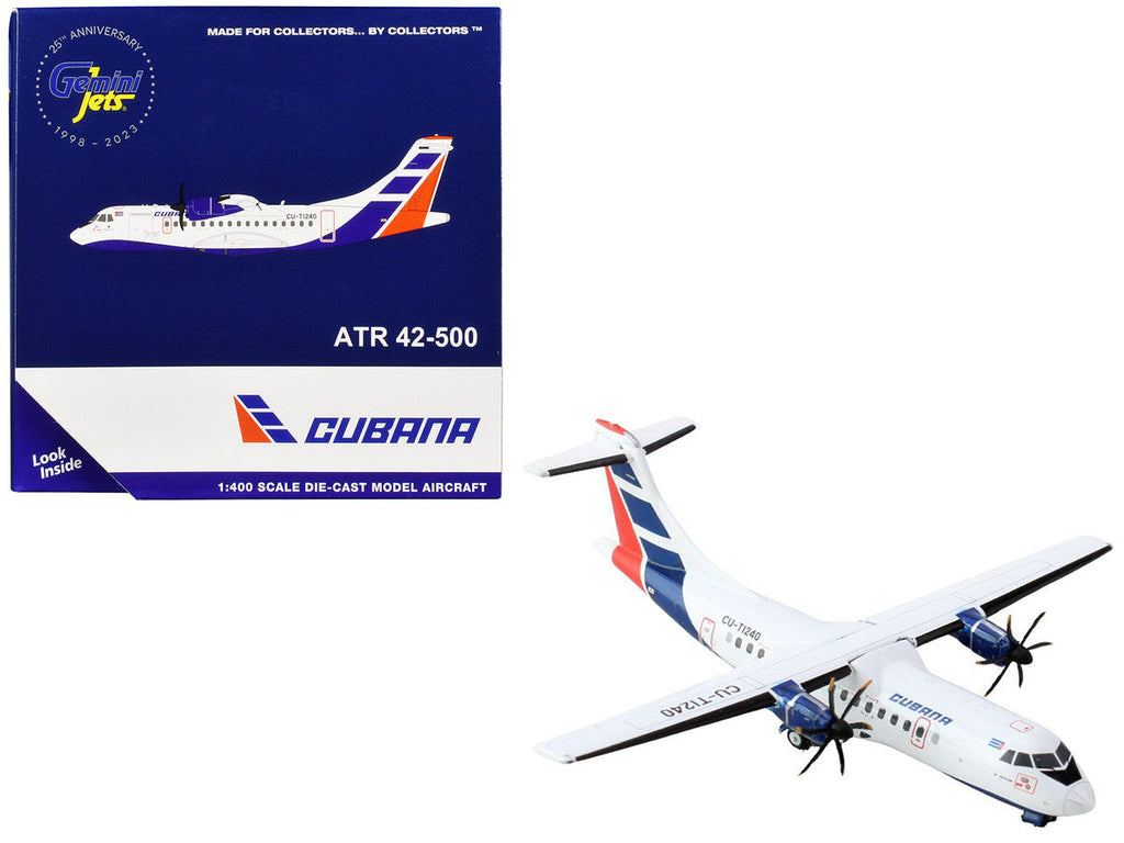 ATR 42-500 Commercial Aircraft "Cubana Airlines" (CU-T1240) White with Red and Blue Stripes 1/400 Diecast Model Airplane by GeminiJets by LuxuryLifeWay Online Store