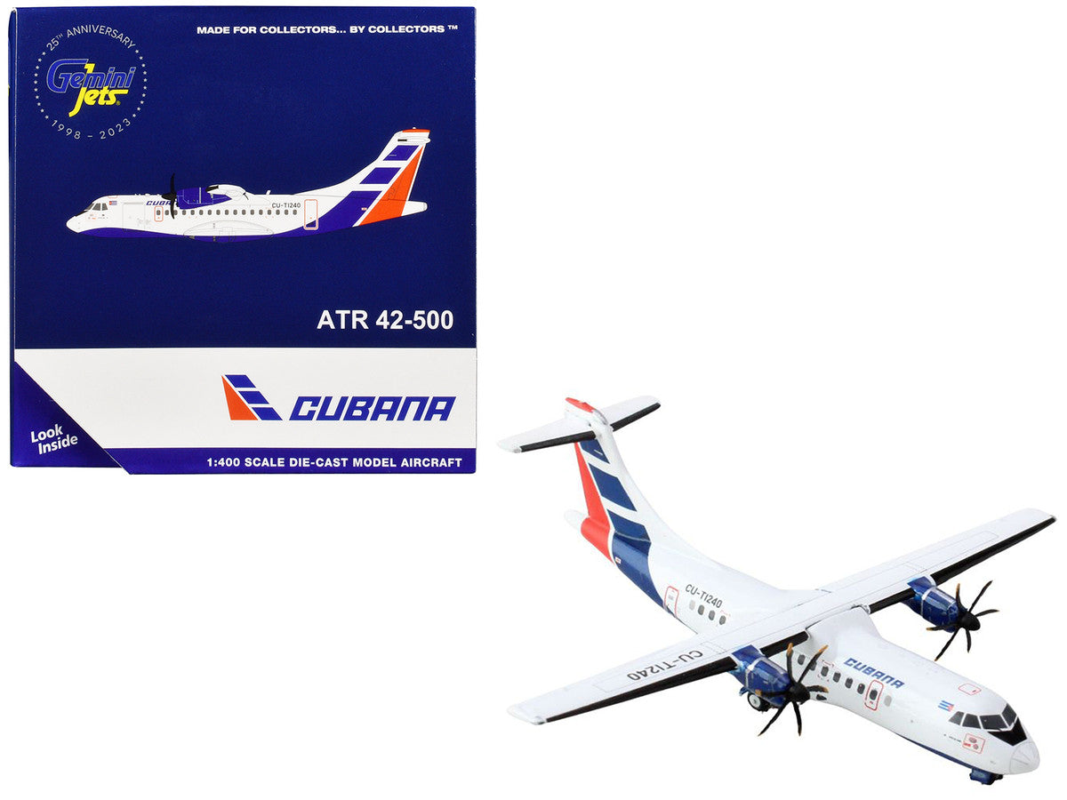 ATR 42-500 Commercial Aircraft "Cubana Airlines" (CU-T1240) White with Red and Blue Stripes 1/400 Diecast Model Airplane by GeminiJets by LuxuryLifeWay Online Store