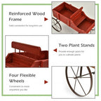 Wooden Wagon Plant Bed With Wheel for Garden Yard-Red by LuxuryLifeWay Online Store
