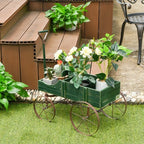 Wooden Wagon Plant Bed With Wheel for Garden Yard-Red by LuxuryLifeWay Online Store