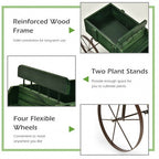 Wooden Wagon Plant Bed With Wheel for Garden Yard-Red by LuxuryLifeWay Online Store