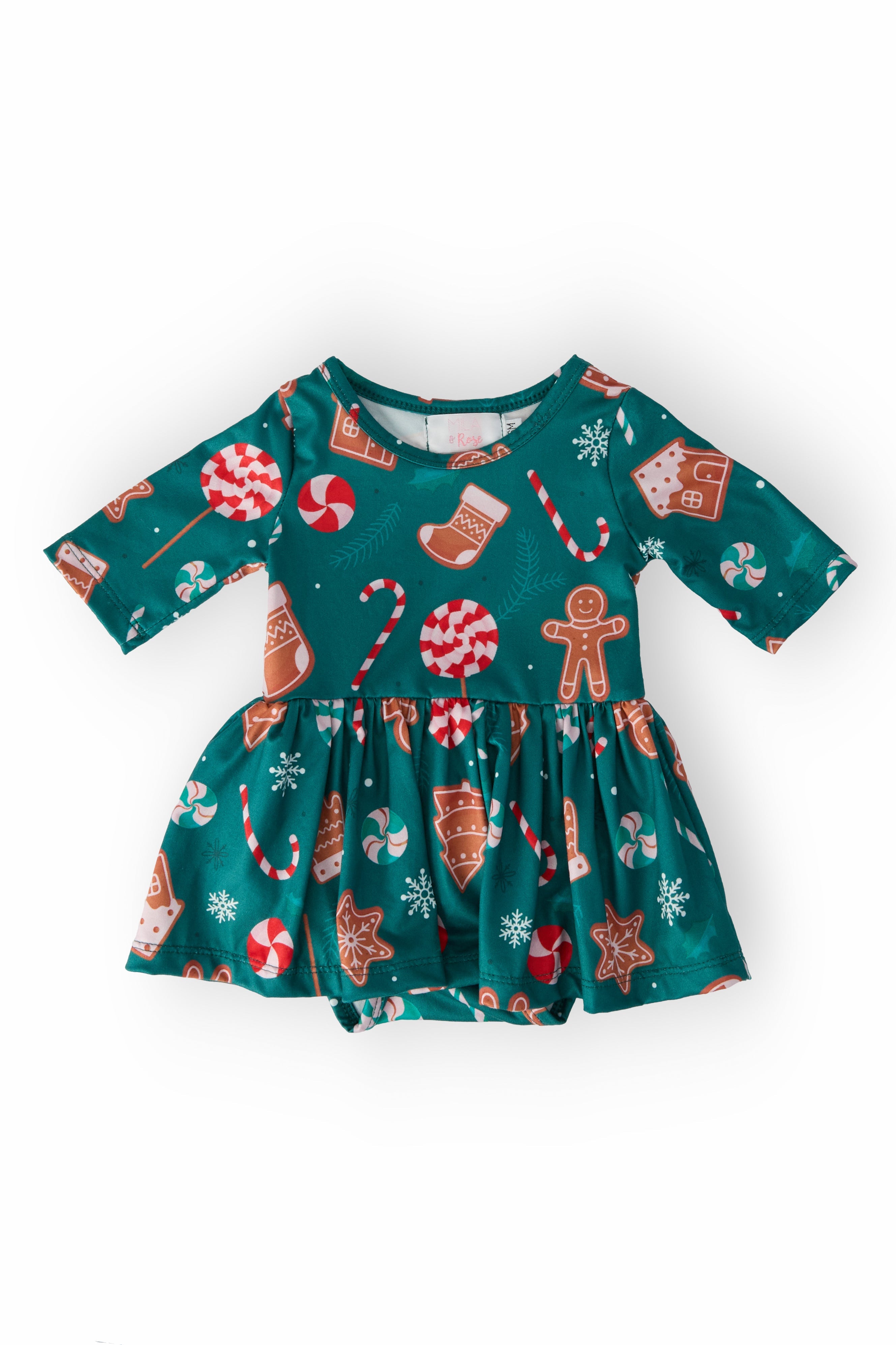 Gingerbread House 3/4 Sleeve Twirl Bodysuit by Mila & Rose ®