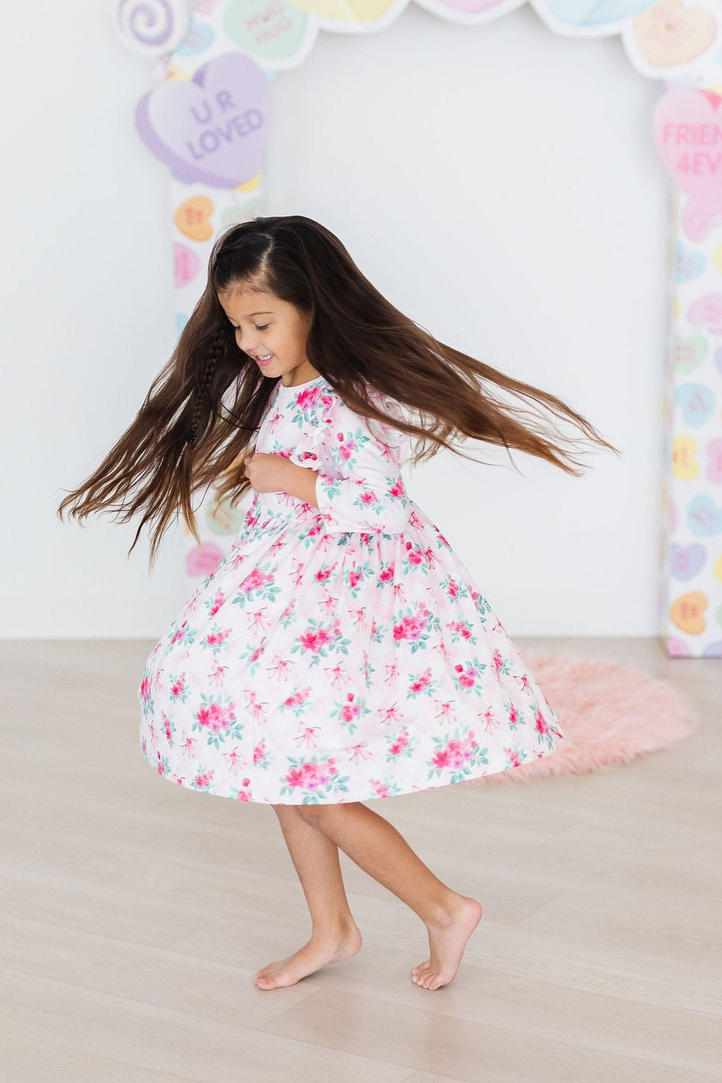 Gingham Bows 3/4 Sleeve Ruffle Twirl Dress by Mila & Rose ®