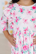 Gingham Bows 3/4 Sleeve Ruffle Twirl Dress by Mila & Rose ®