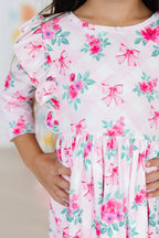 Gingham Bows 3/4 Sleeve Ruffle Twirl Dress by Mila & Rose ®