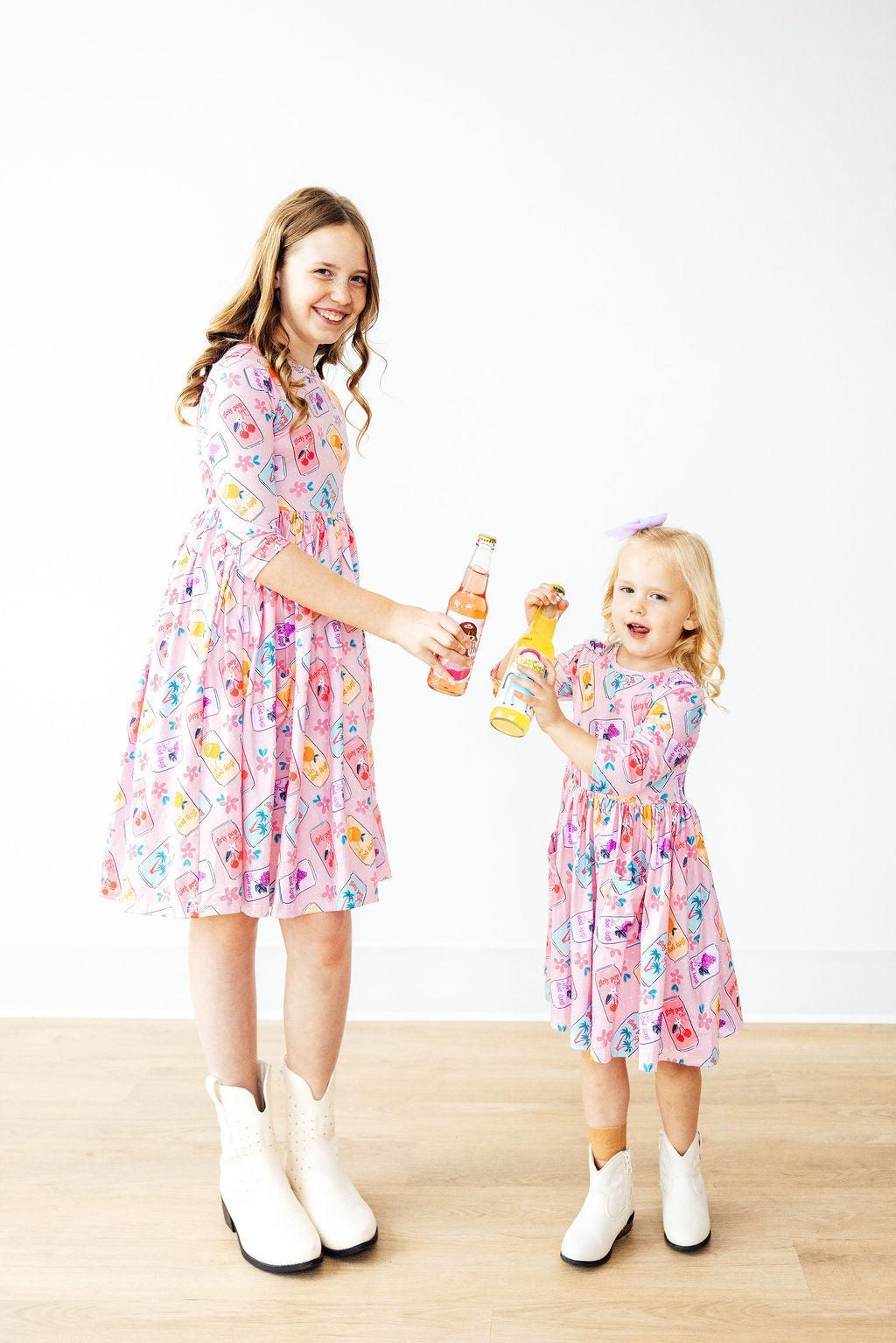 Girly Pop 3/4 Sleeve Pocket Twirl Dress by Mila & Rose ®