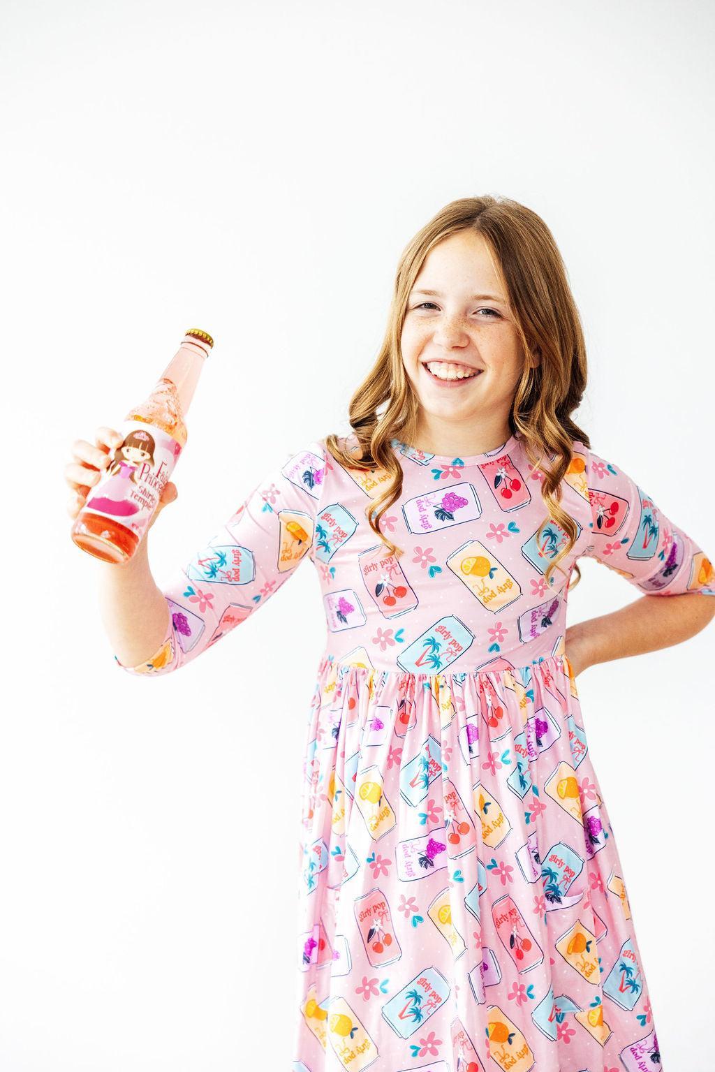 Girly Pop 3/4 Sleeve Pocket Twirl Dress by Mila & Rose ®