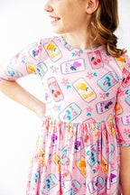 Girly Pop 3/4 Sleeve Pocket Twirl Dress by Mila & Rose ®