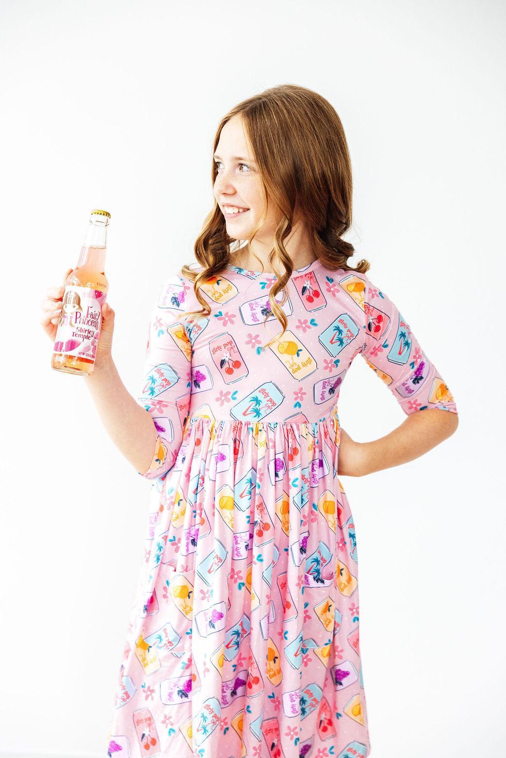 Girly Pop 3/4 Sleeve Pocket Twirl Dress by Mila & Rose ®