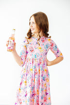 Girly Pop 3/4 Sleeve Pocket Twirl Dress by Mila & Rose ®