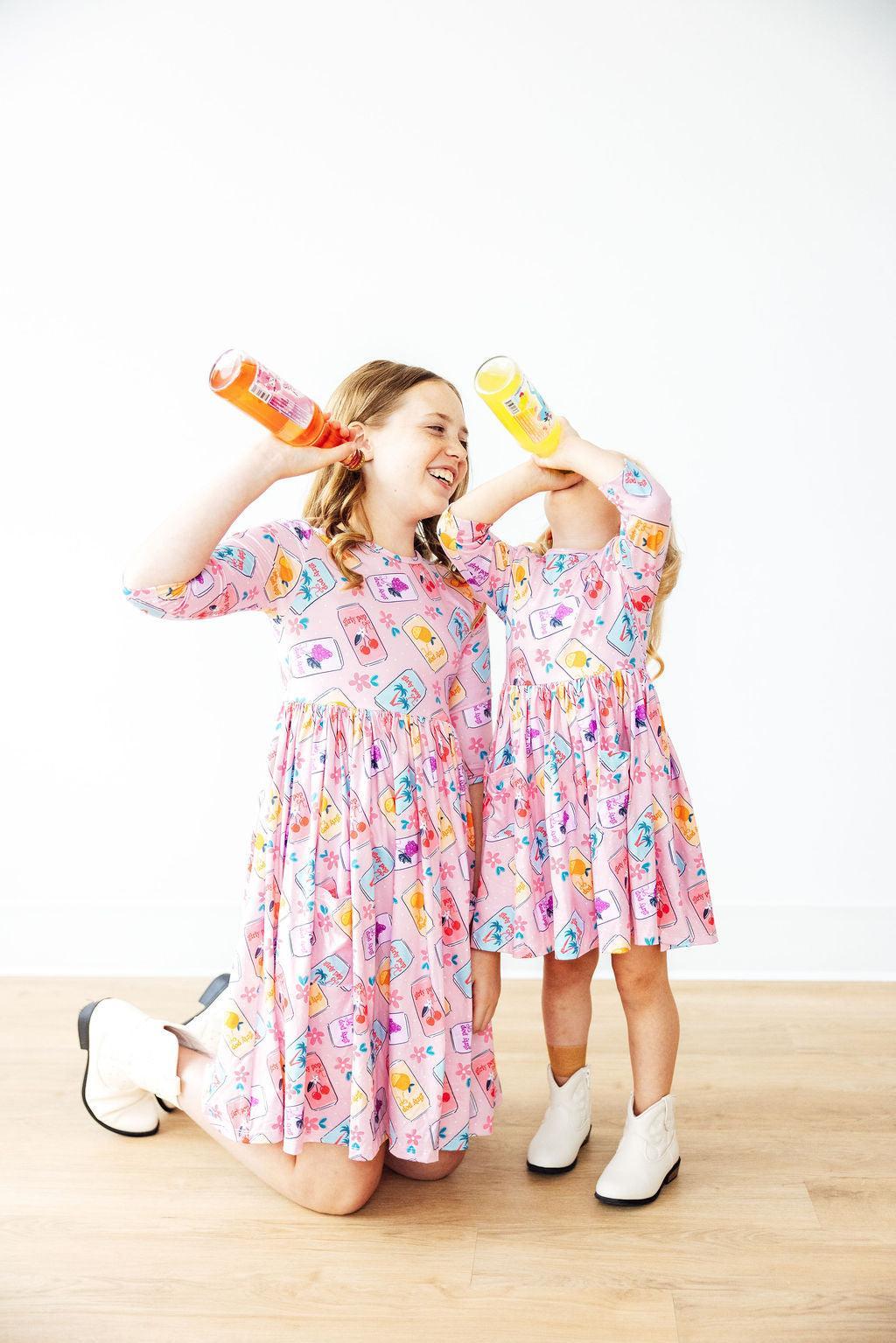 Girly Pop 3/4 Sleeve Pocket Twirl Dress by Mila & Rose ®