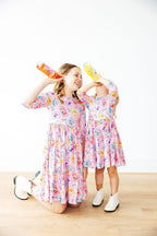 Girly Pop 3/4 Sleeve Pocket Twirl Dress by Mila & Rose ®