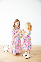 Girly Pop 3/4 Sleeve Pocket Twirl Dress by Mila & Rose ®