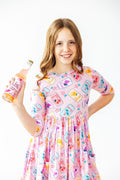 Girly Pop 3/4 Sleeve Pocket Twirl Dress by Mila & Rose ®