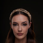 Gold Crystal Beaded Hairband by Bridal Port