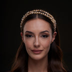 Gold Crystal Beaded Hairband by Bridal Port