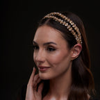 Gold Crystal Beaded Hairband by Bridal Port