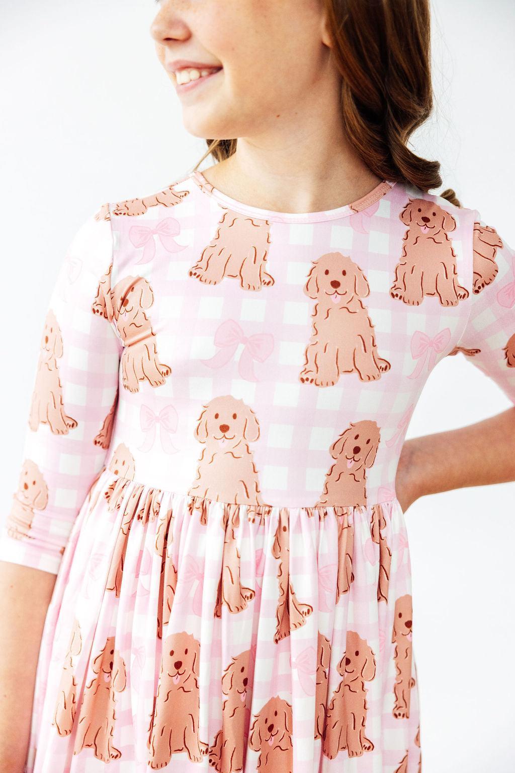 Goldendoodle 3/4 Sleeve Pocket Twirl Dress by Mila & Rose ®