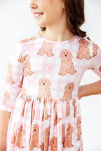 Goldendoodle 3/4 Sleeve Pocket Twirl Dress by Mila & Rose ®