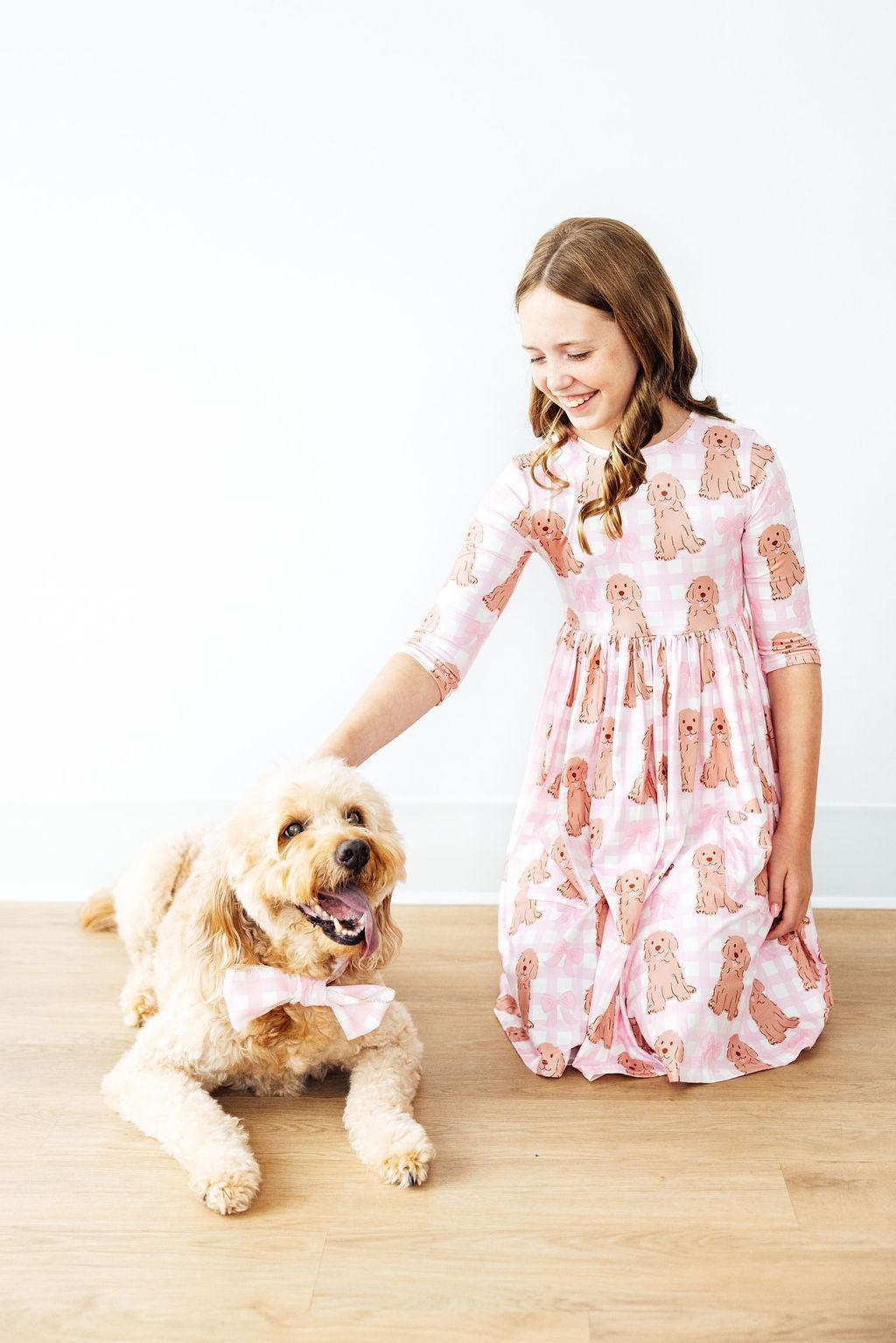 Goldendoodle 3/4 Sleeve Pocket Twirl Dress by Mila & Rose ®