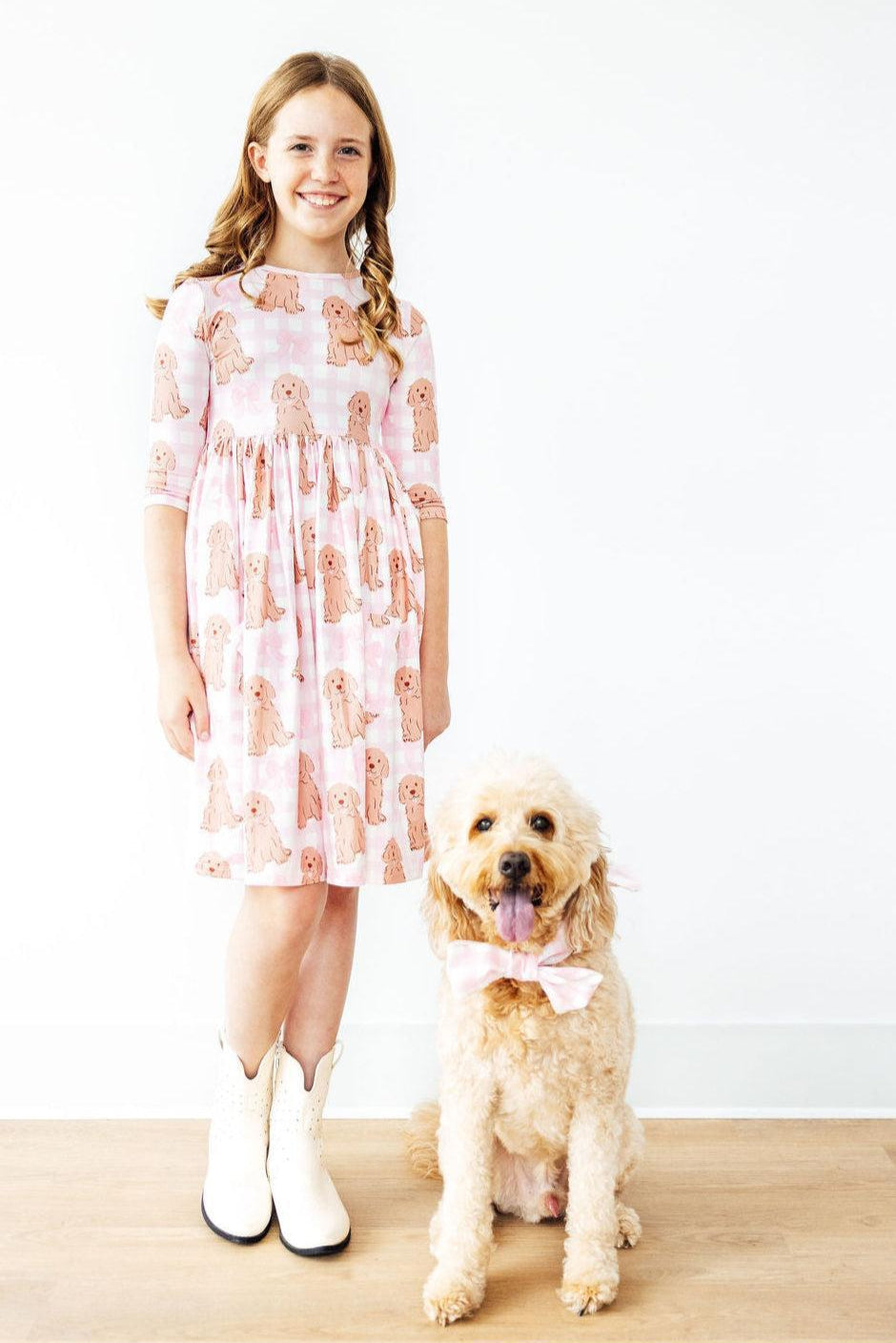Goldendoodle 3/4 Sleeve Pocket Twirl Dress by Mila & Rose ®