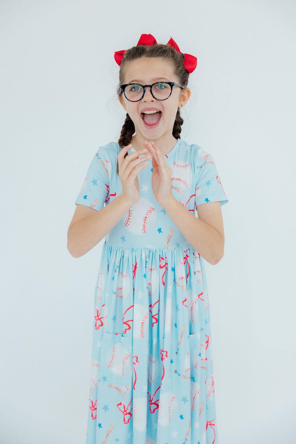 Grand Slam Glam S/S Pocket Twirl Dress by Mila & Rose ®
