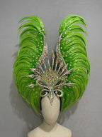 The Stardust Vertigo – Emerald Green Feathered Carnival & Samba Headdress by Stardust Starlets