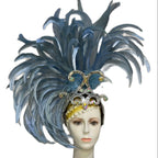 The Stardust Mirage – Exquisite Blue Feathered Samba Carnival Headdress by Stardust Starlets