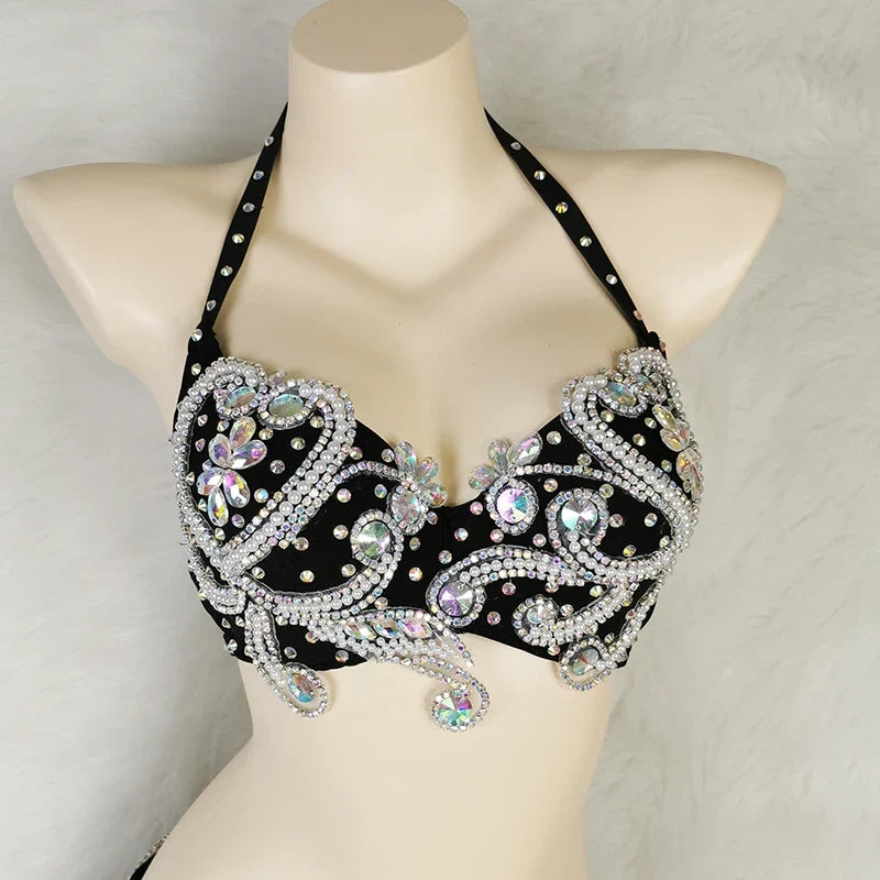 The Stardust Oasis Sirena – Deluxe Crystal & Beaded Belly Dance Bra & Belt 2-Piece Costume Set by Stardust Starlets