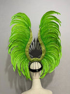 The Stardust Vertigo – Emerald Green Feathered Carnival & Samba Headdress by Stardust Starlets