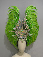 The Stardust Vertigo – Emerald Green Feathered Carnival & Samba Headdress by Stardust Starlets