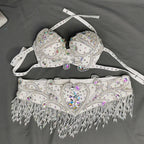 The Stardust Oasis Sirena – Deluxe Crystal & Beaded Belly Dance Bra & Belt 2-Piece Costume Set by Stardust Starlets