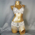 The Stardust Oasis Sirena – Deluxe Crystal & Beaded Belly Dance Bra & Belt 2-Piece Costume Set by Stardust Starlets