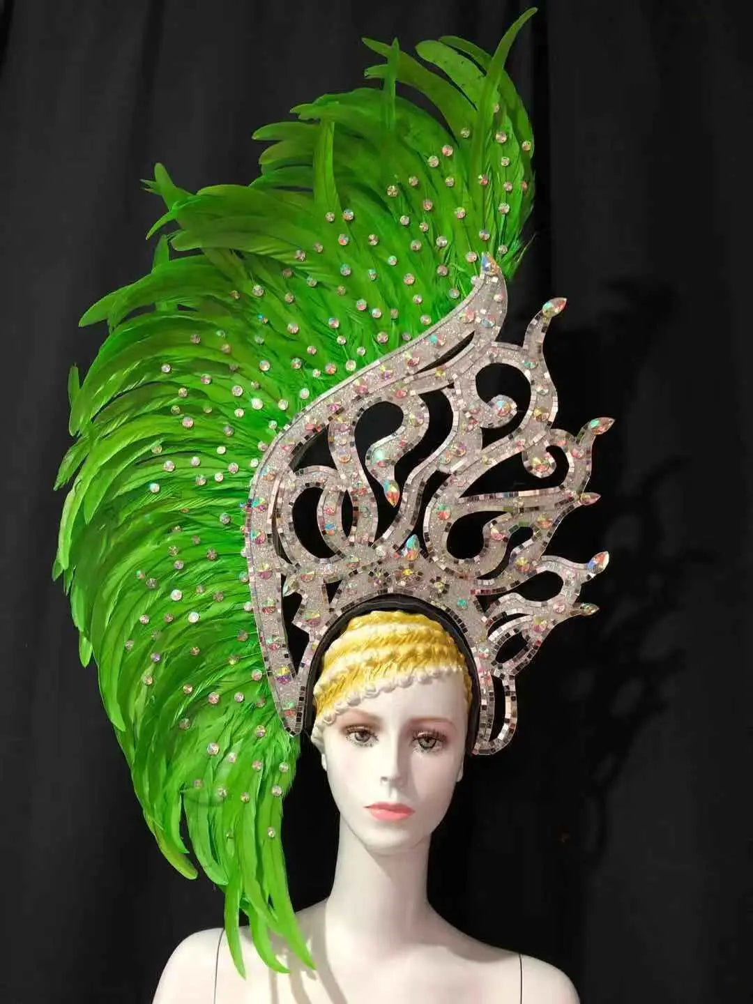 The Stardust Samba Radiance – Elegant Feathered Stage & Carnival Headdress by Stardust Starlets