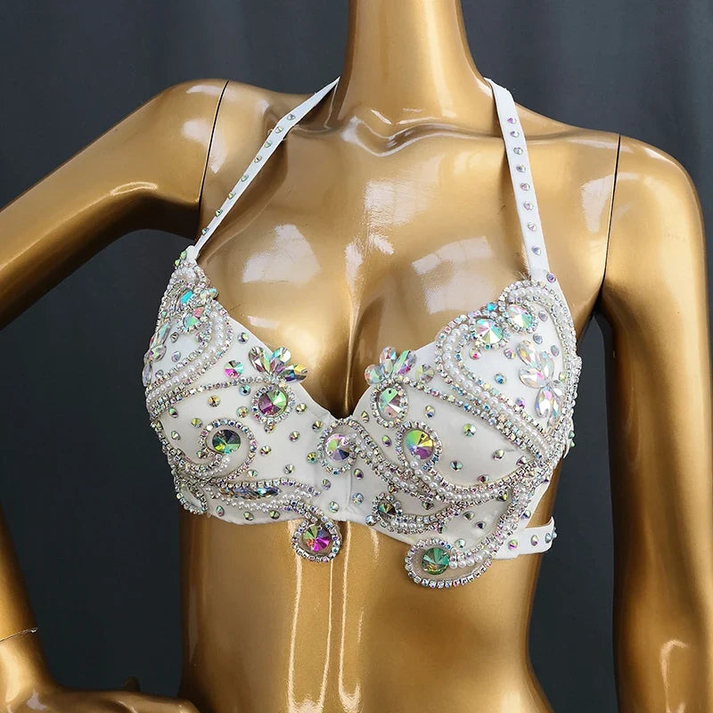 The Stardust Oasis Sirena – Deluxe Crystal & Beaded Belly Dance Bra & Belt 2-Piece Costume Set by Stardust Starlets