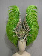 The Stardust Vertigo – Emerald Green Feathered Carnival & Samba Headdress by Stardust Starlets