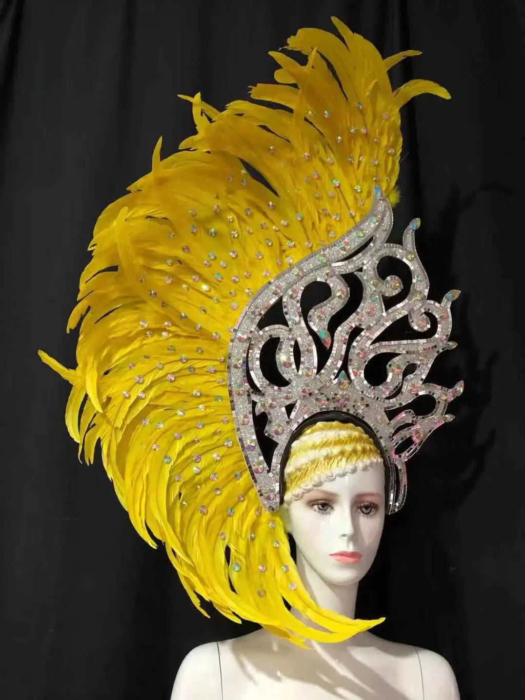 The Stardust Samba Radiance – Elegant Feathered Stage & Carnival Headdress by Stardust Starlets