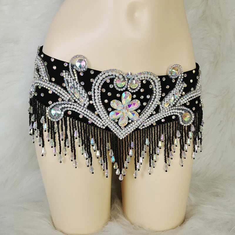 The Stardust Oasis Sirena – Deluxe Crystal & Beaded Belly Dance Bra & Belt 2-Piece Costume Set by Stardust Starlets