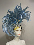The Stardust Mirage – Exquisite Blue Feathered Samba Carnival Headdress by Stardust Starlets