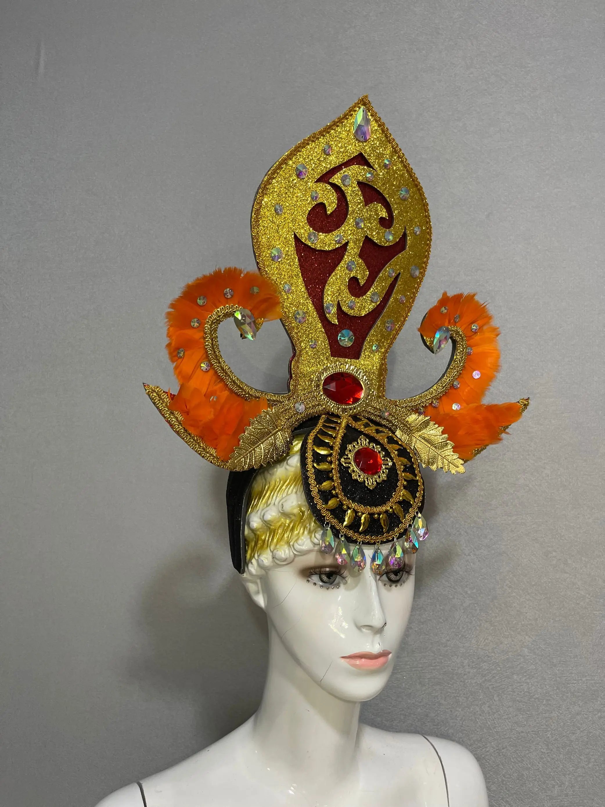 FASHIONABLE AND EXQUISITE HEADDRESS FEATHERS SAMBA DANCE CARNIVAL HALLOWEEN PARTY LATIN DANCE BAR PERFORMANCE HAT MASQUERADE by Stardust Starlets