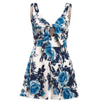 Female Sexy Playsuit print sexy V-neck short jumpsuit women loose casual beach romper by nowadaysfashion