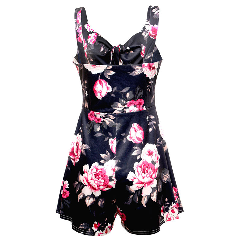 Female Sexy Playsuit print sexy V-neck short jumpsuit women loose casual beach romper by nowadaysfashion