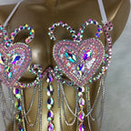 The Stardust Prism Sirena – Deluxe Rainbow Rhinestone Samba Carnival Wire Bra by Stardust Starlets