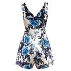 Female Sexy Playsuit print sexy V-neck short jumpsuit women loose casual beach romper by nowadaysfashion