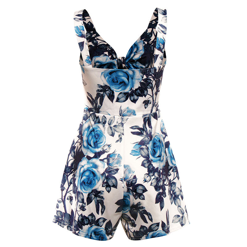 Female Sexy Playsuit print sexy V-neck short jumpsuit women loose casual beach romper by nowadaysfashion
