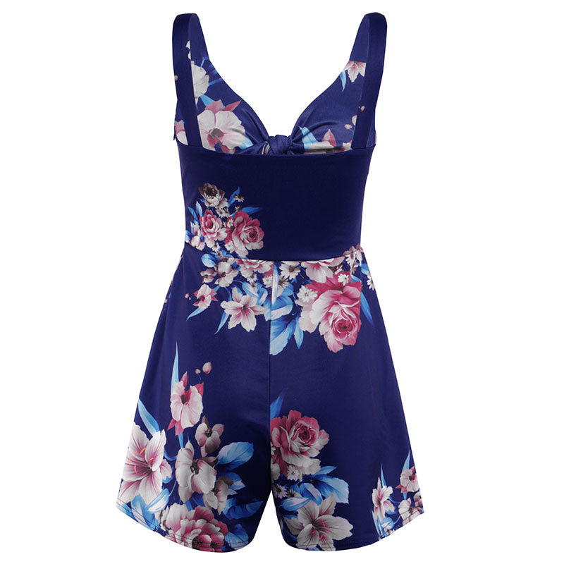 Female Sexy Playsuit print sexy V-neck short jumpsuit women loose casual beach romper by nowadaysfashion