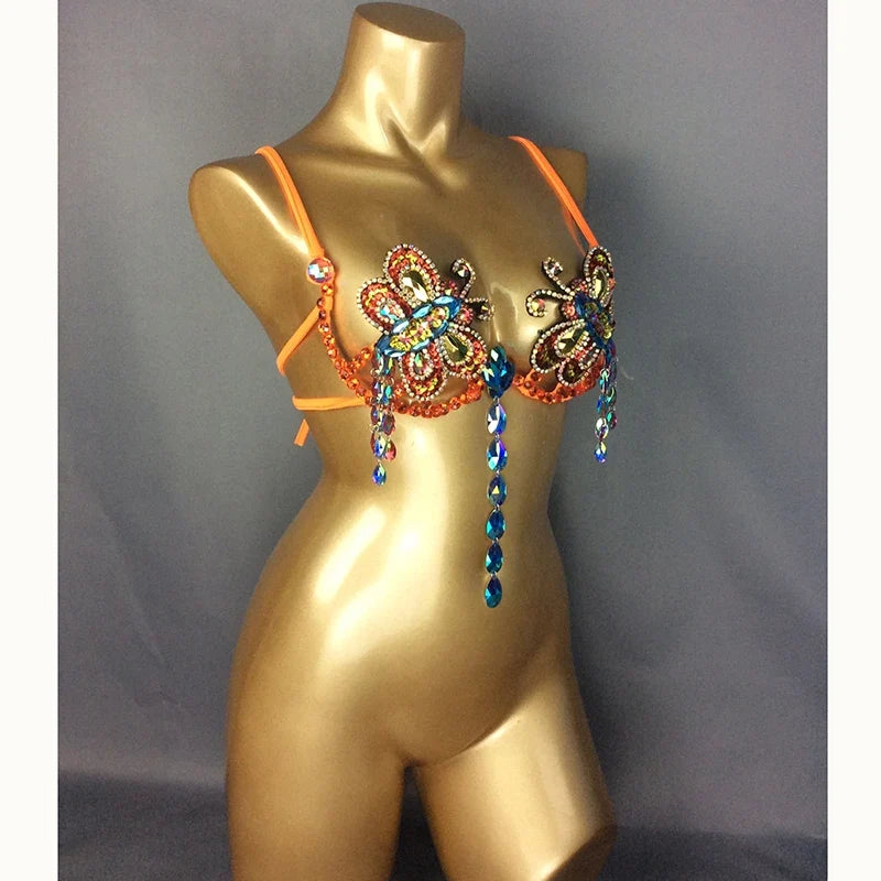 The Stardust Empress Sirena – Deluxe Rhinestone & Stone Samba Carnival Wire Bra by Stardust Starlets